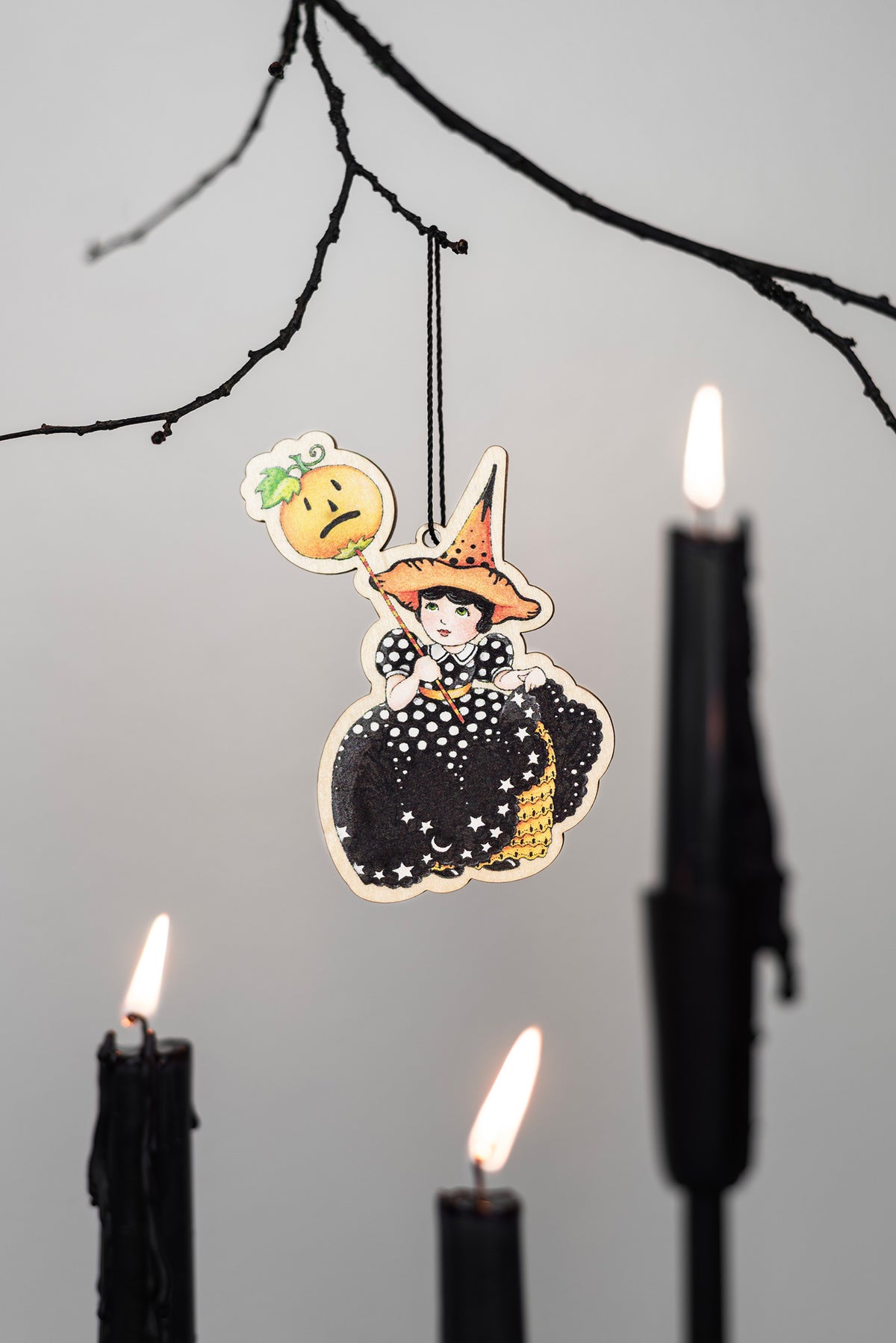 Light Up Halloween Wooden Ornament