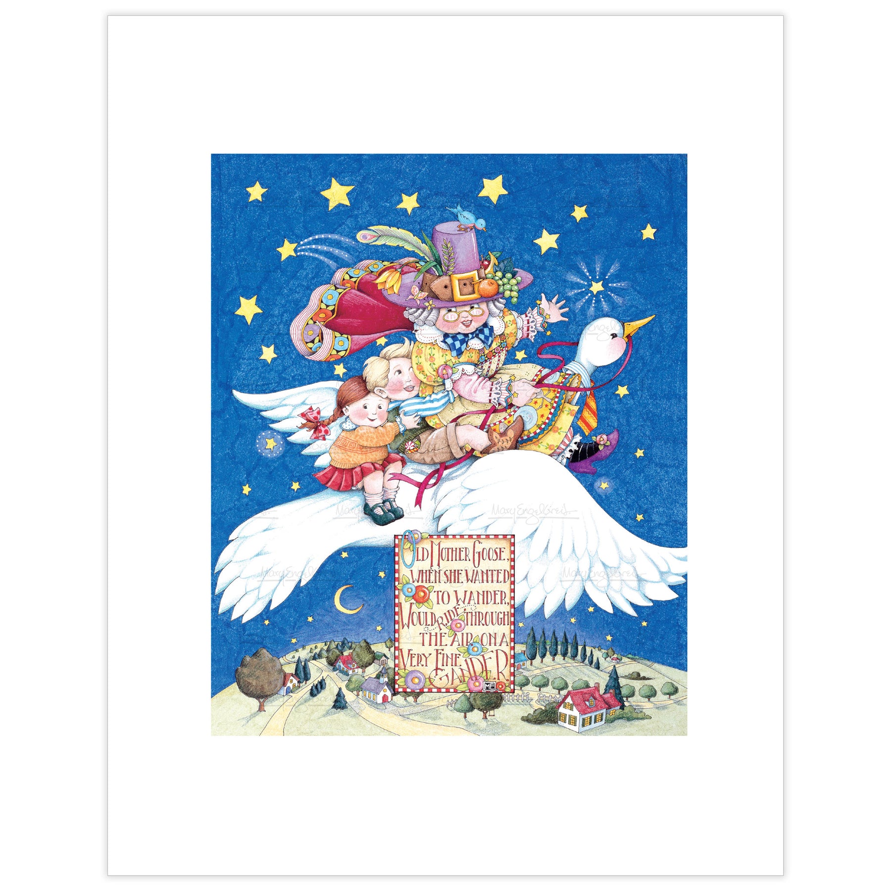 Old Mother Goose & Children Fine Art Print