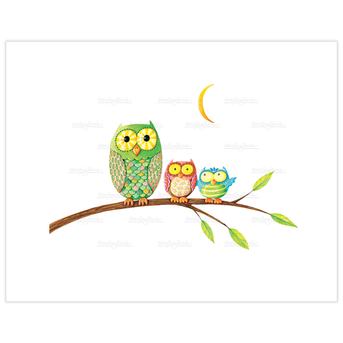 Owls on a Limb Fine Art Print