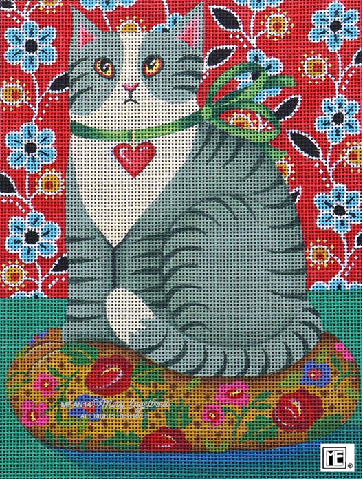 Needlepoint Canvas: Tabby Cat