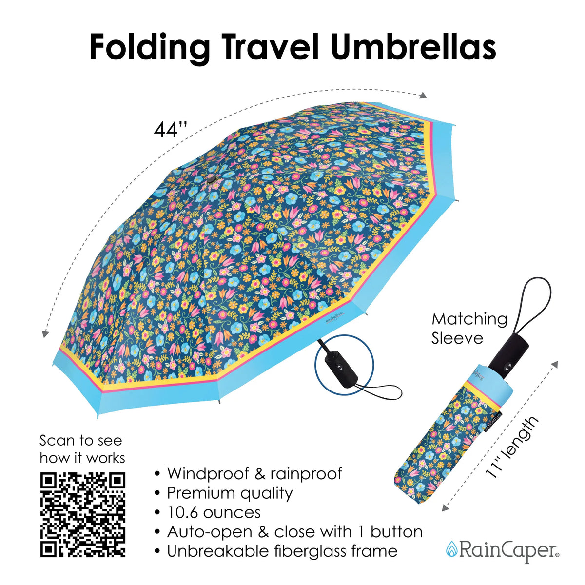 Tropical Flower Toss Travel Umbrella