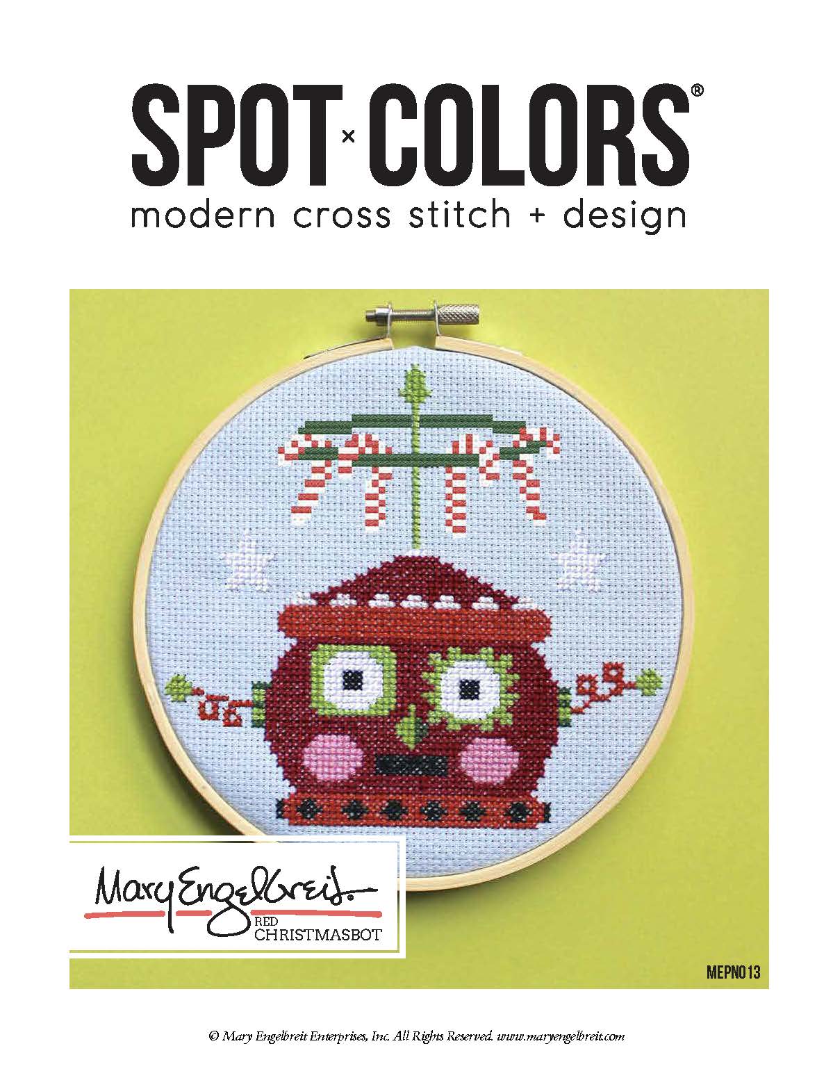 Red Christmas Robot Cross Stitch Leaflet