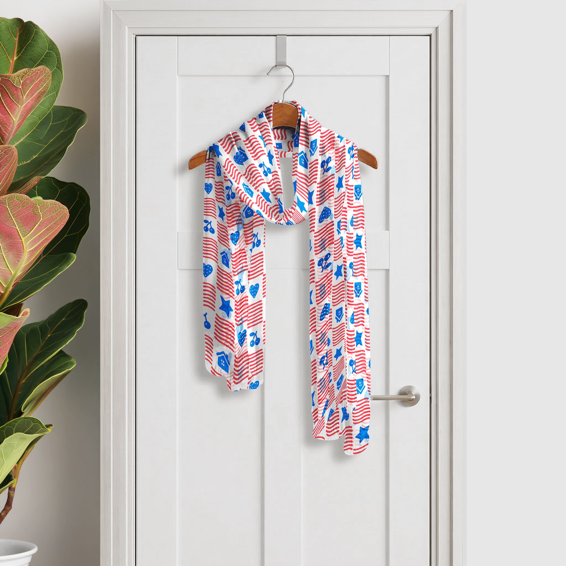 Patriotic Checks Sheer Scarf