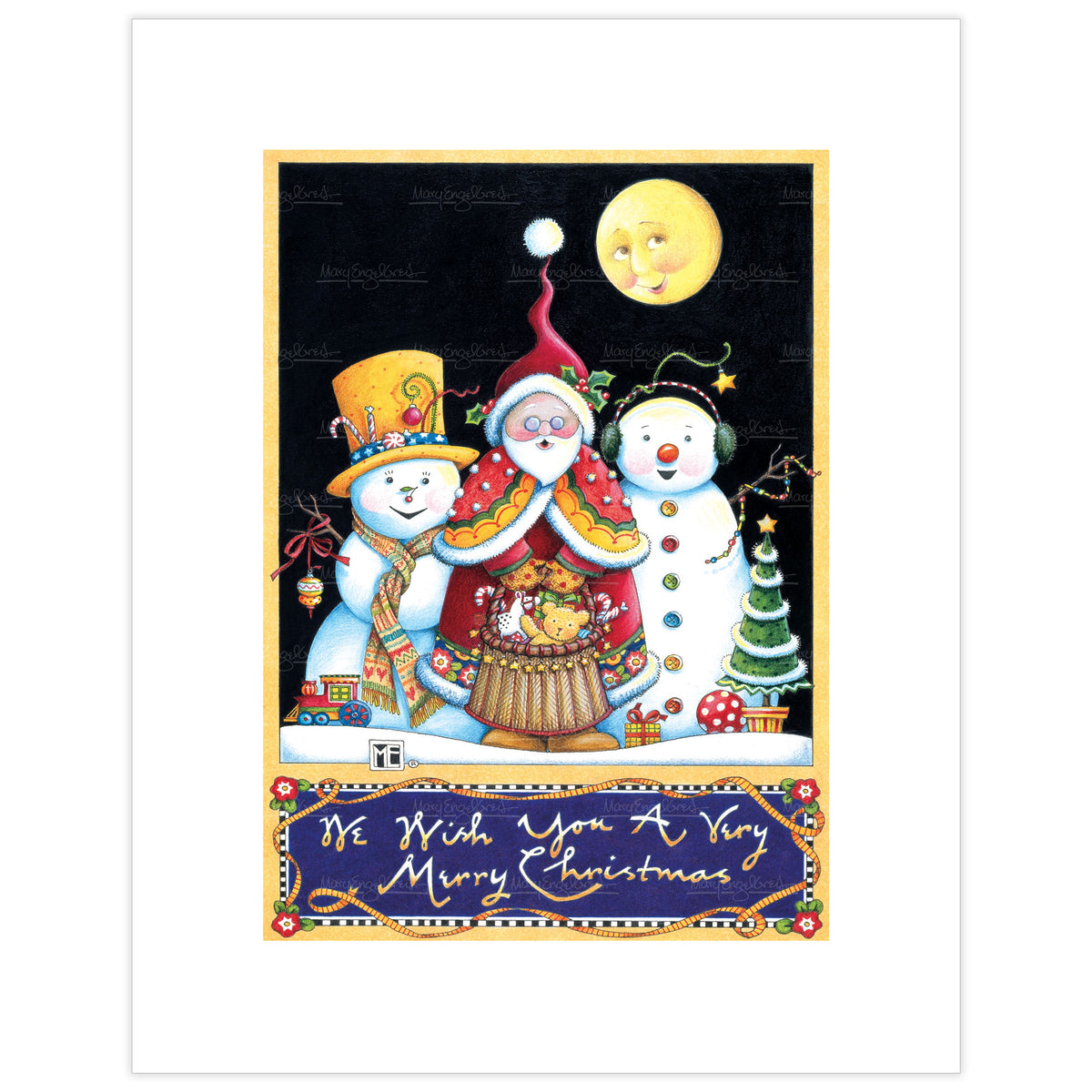 Santa and Snow Boys Fine Art Print