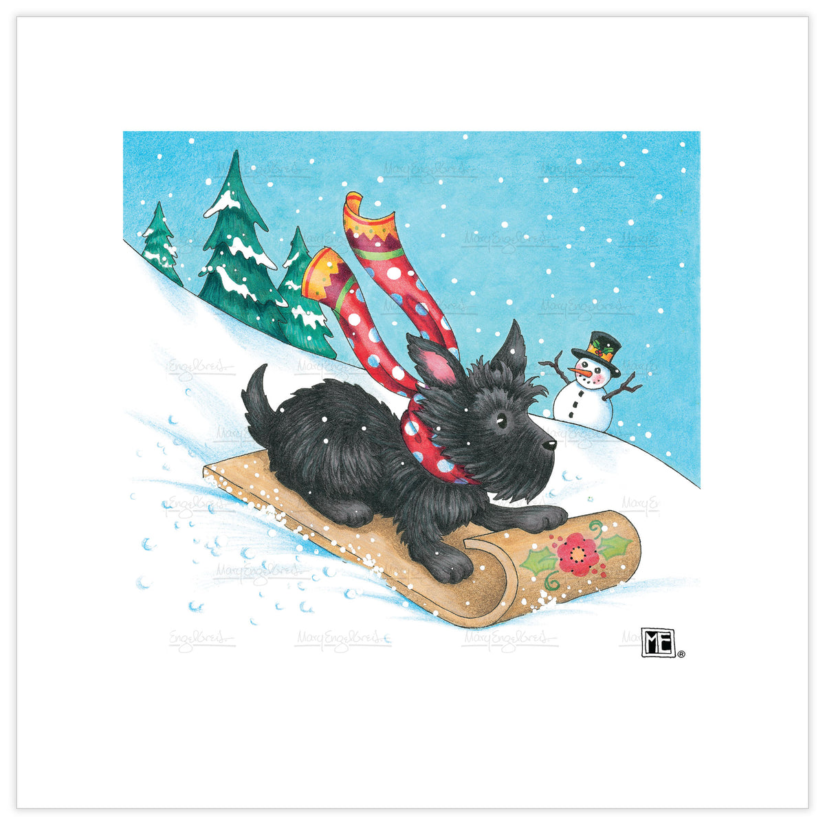 Sledding Scottie Fine Art Print