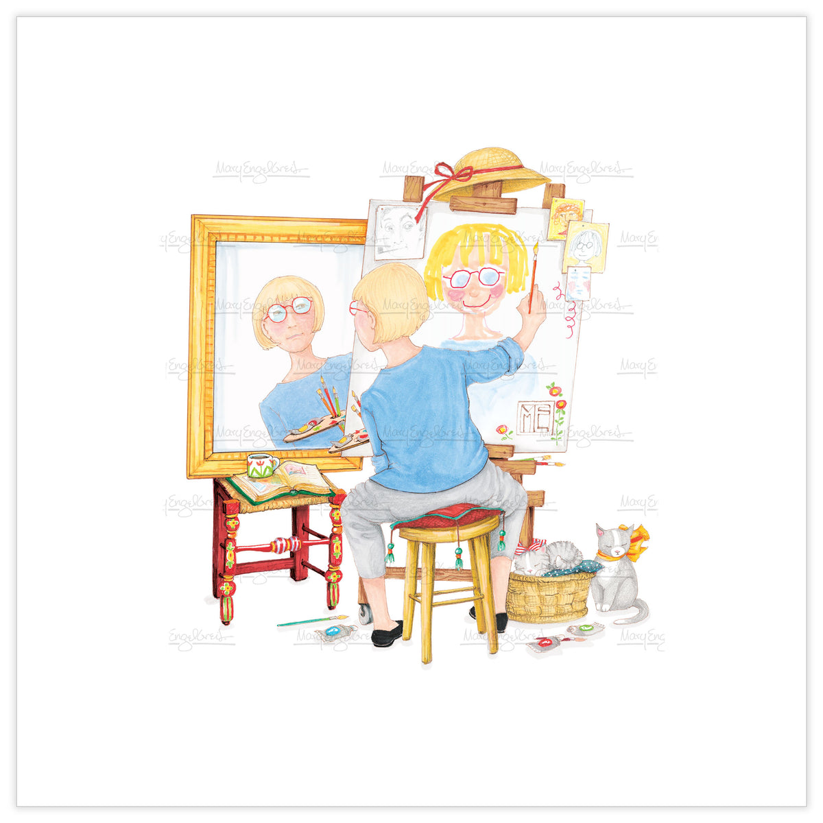 Triple Self Portrait After Rockwell Fine Art Print