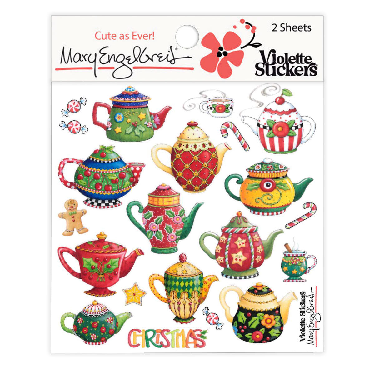 Mary's Christmas Teapots Sticker Sheet