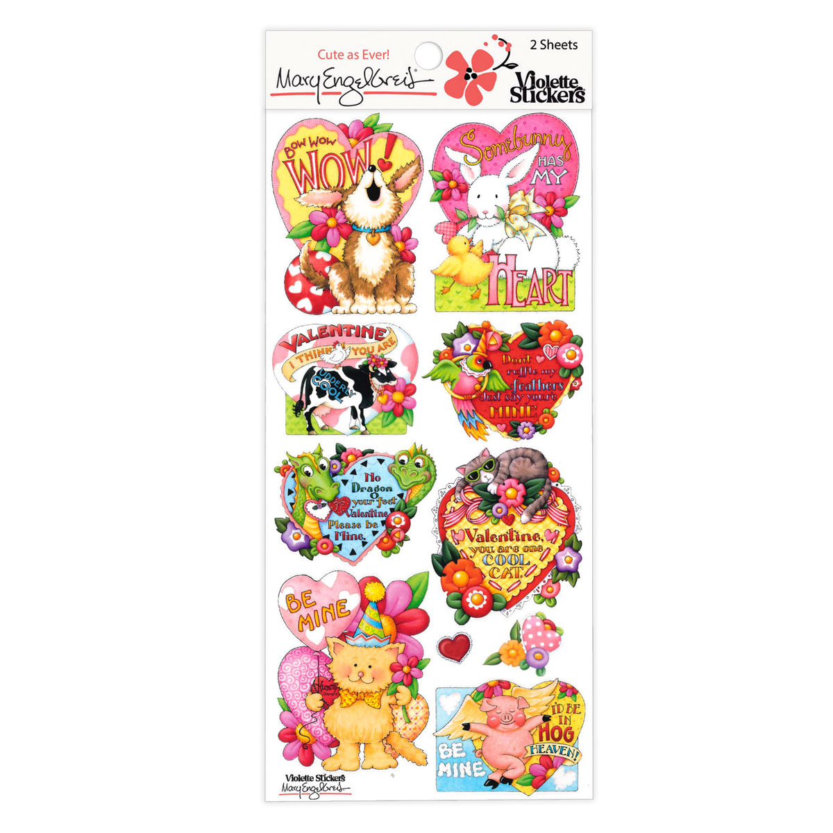 Mary's Animal Valentines Sticker Sheet