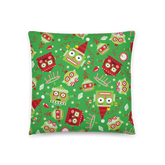 Green Holiday Robots Pillow