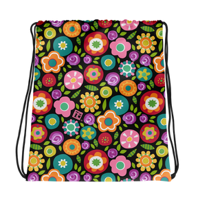 Rainbow Floral Drawstring Bag