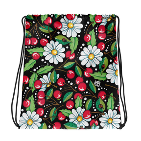Cherry Daisy Drawstring Bag