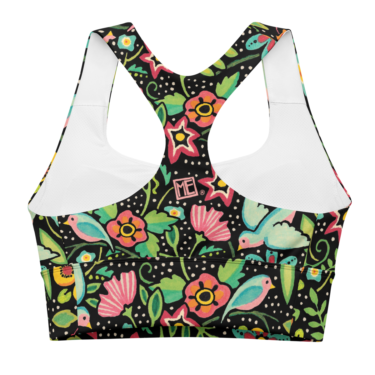 Birds Amidst Flowers Longline Sports Bra