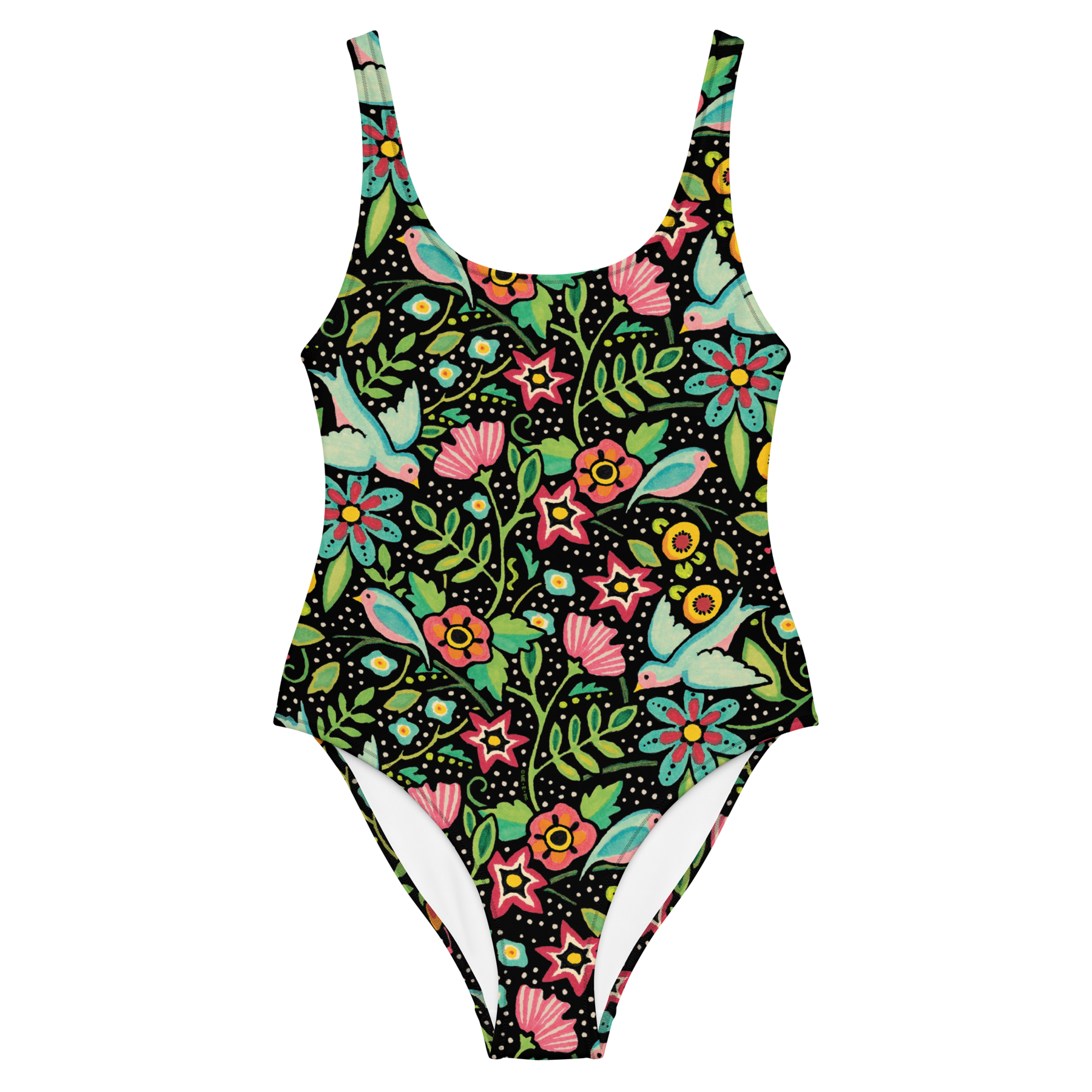 Birds Amidst Flowers One-Piece Swimsuit | Mary Engelbreit Store