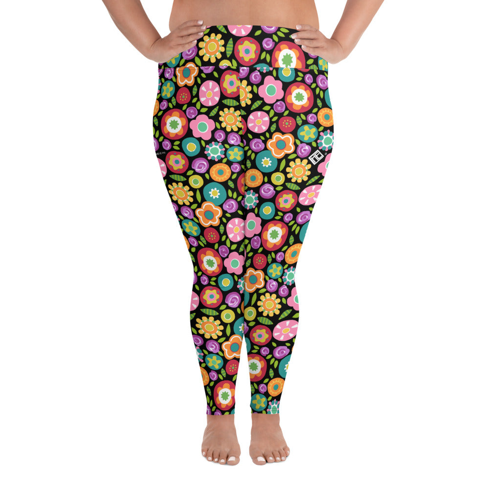 Rainbow Floral Plus Size Leggings