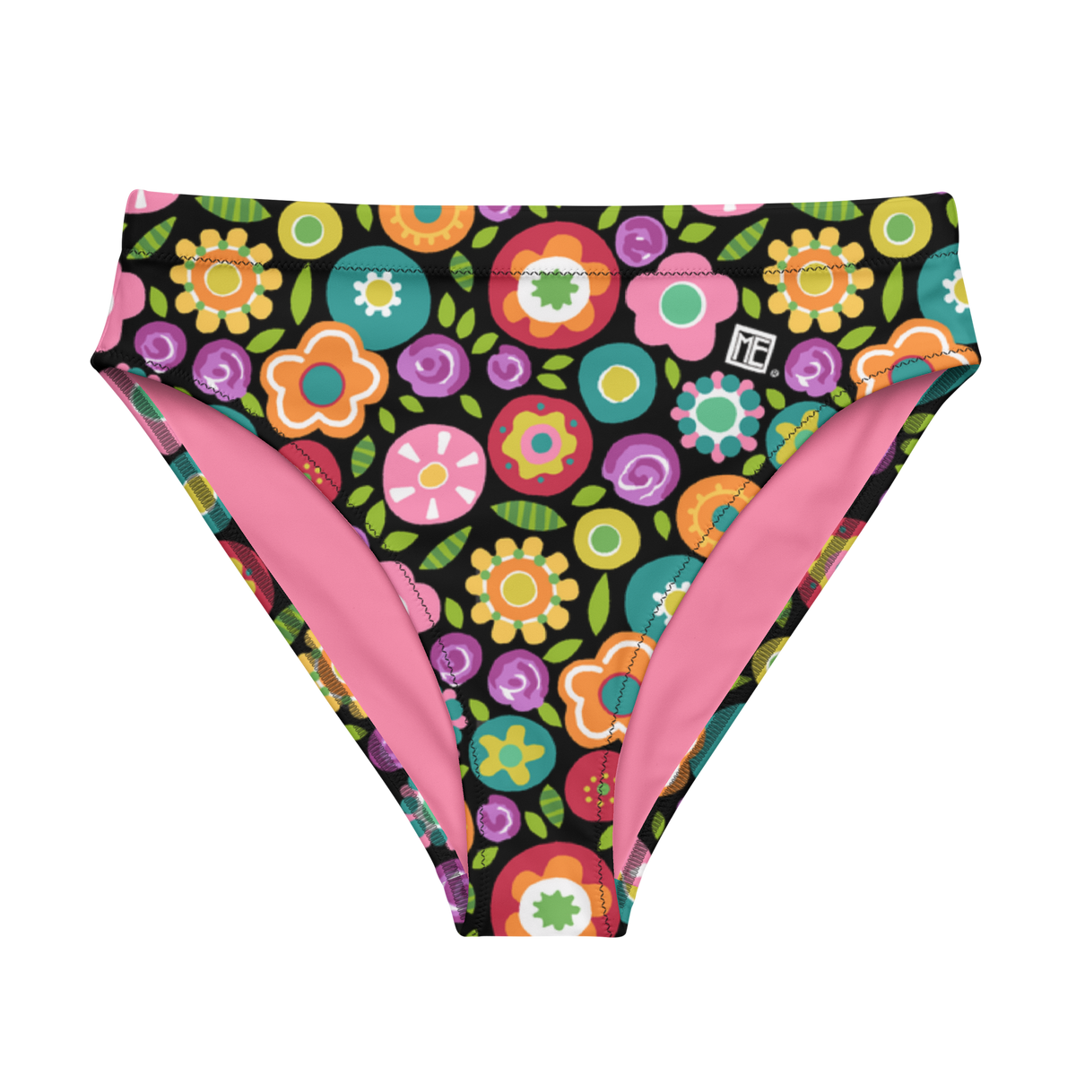Rainbow Floral High-Waisted Bikini Bottom