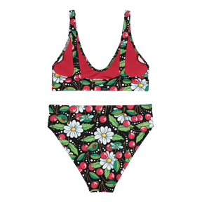 Cherry Daisy High-Waisted Bikini