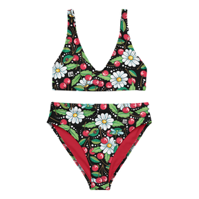 Cherry Daisy High-Waisted Bikini