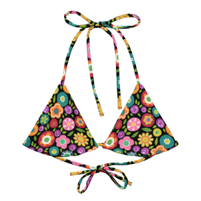 Rainbow Floral String Bikini Top