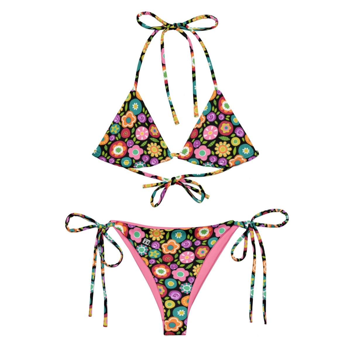 Rainbow Floral String Bikini