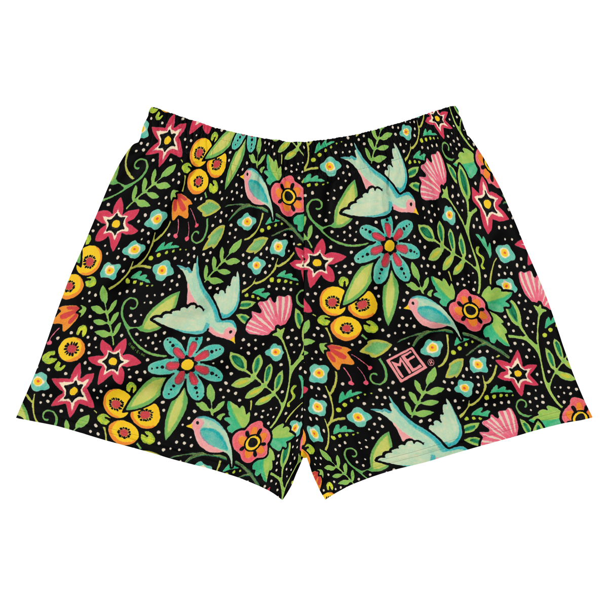 Birds Amidst Flowers Athletic Shorts