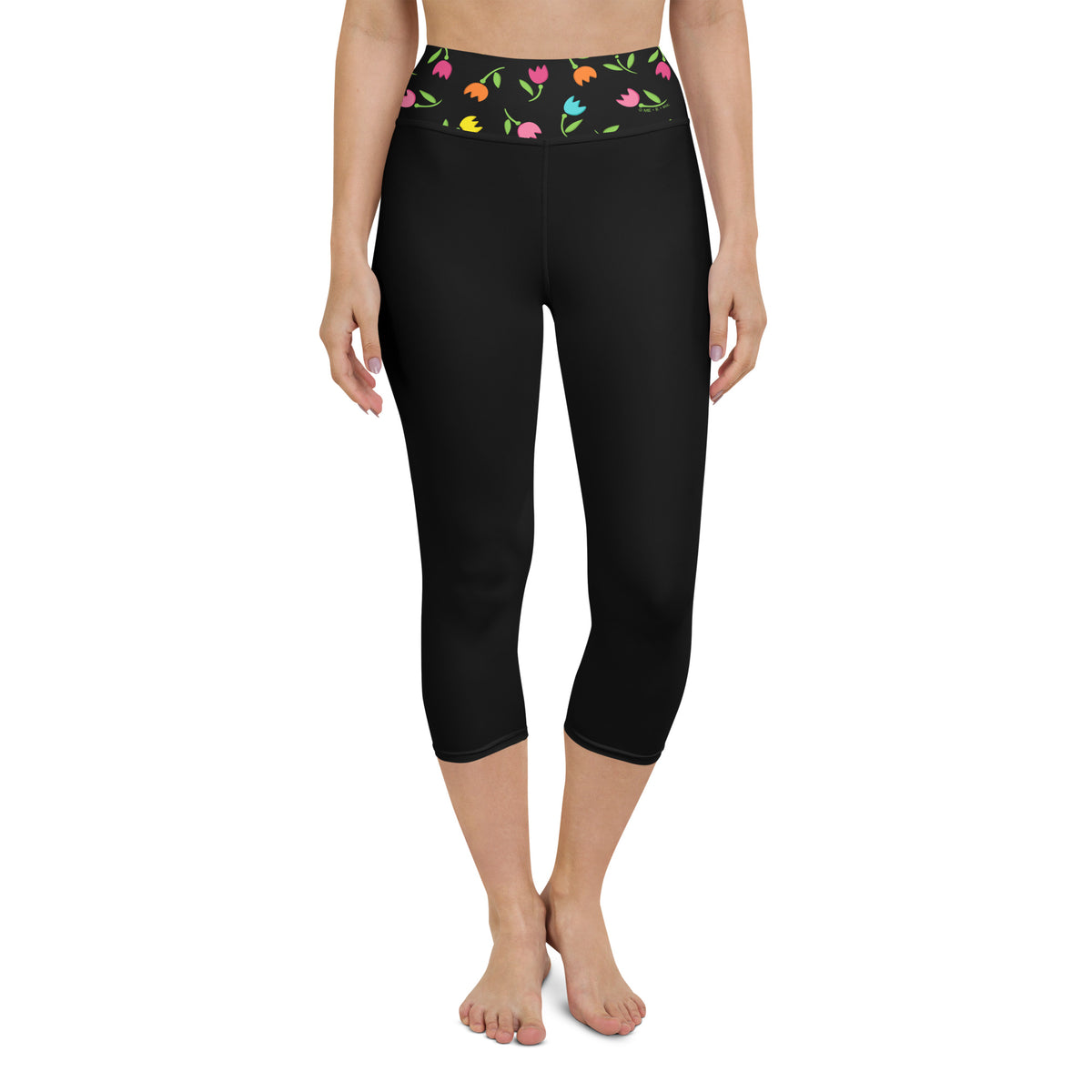 Banded Tulips Capri Leggings