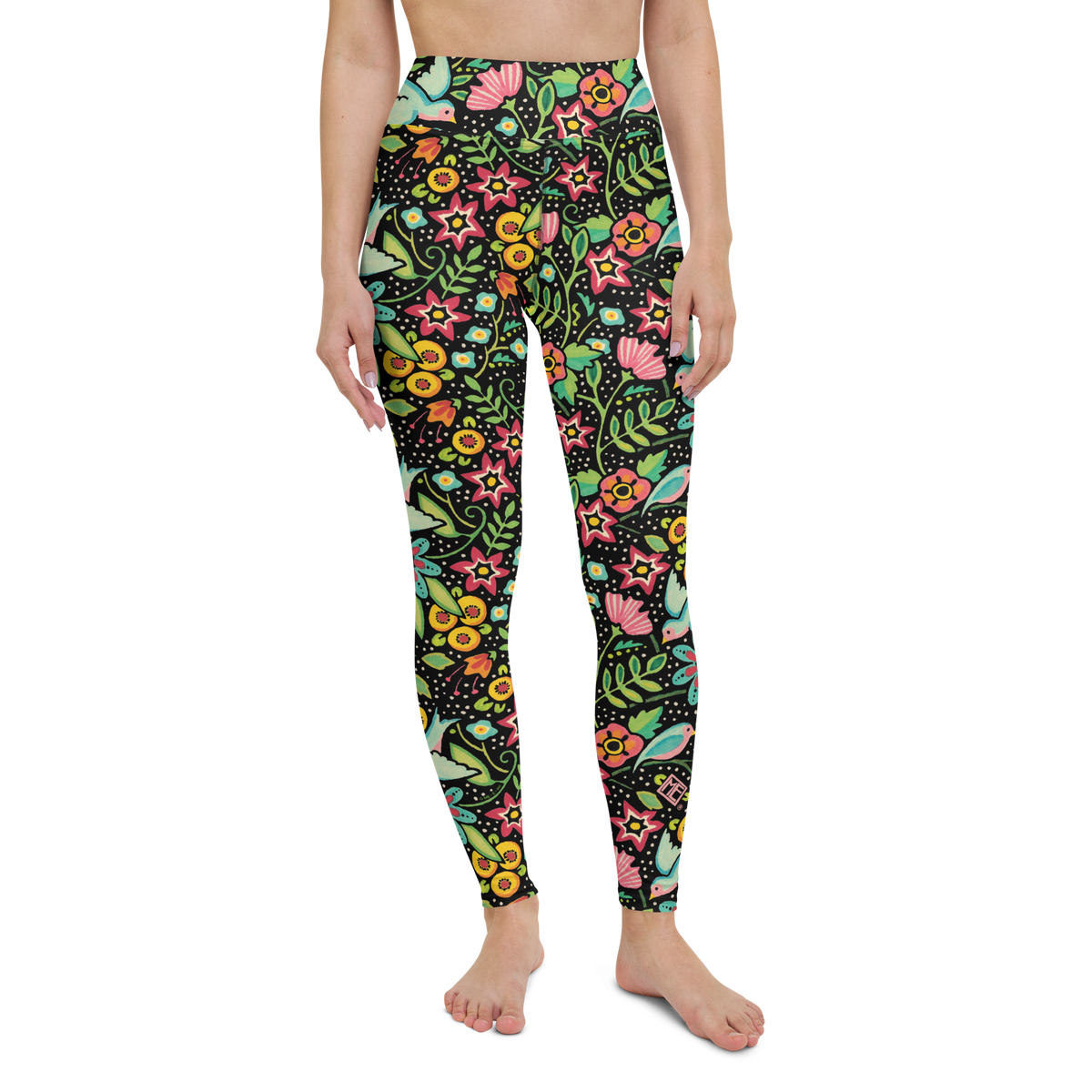 Birds Amidst Flowers Yoga Leggings