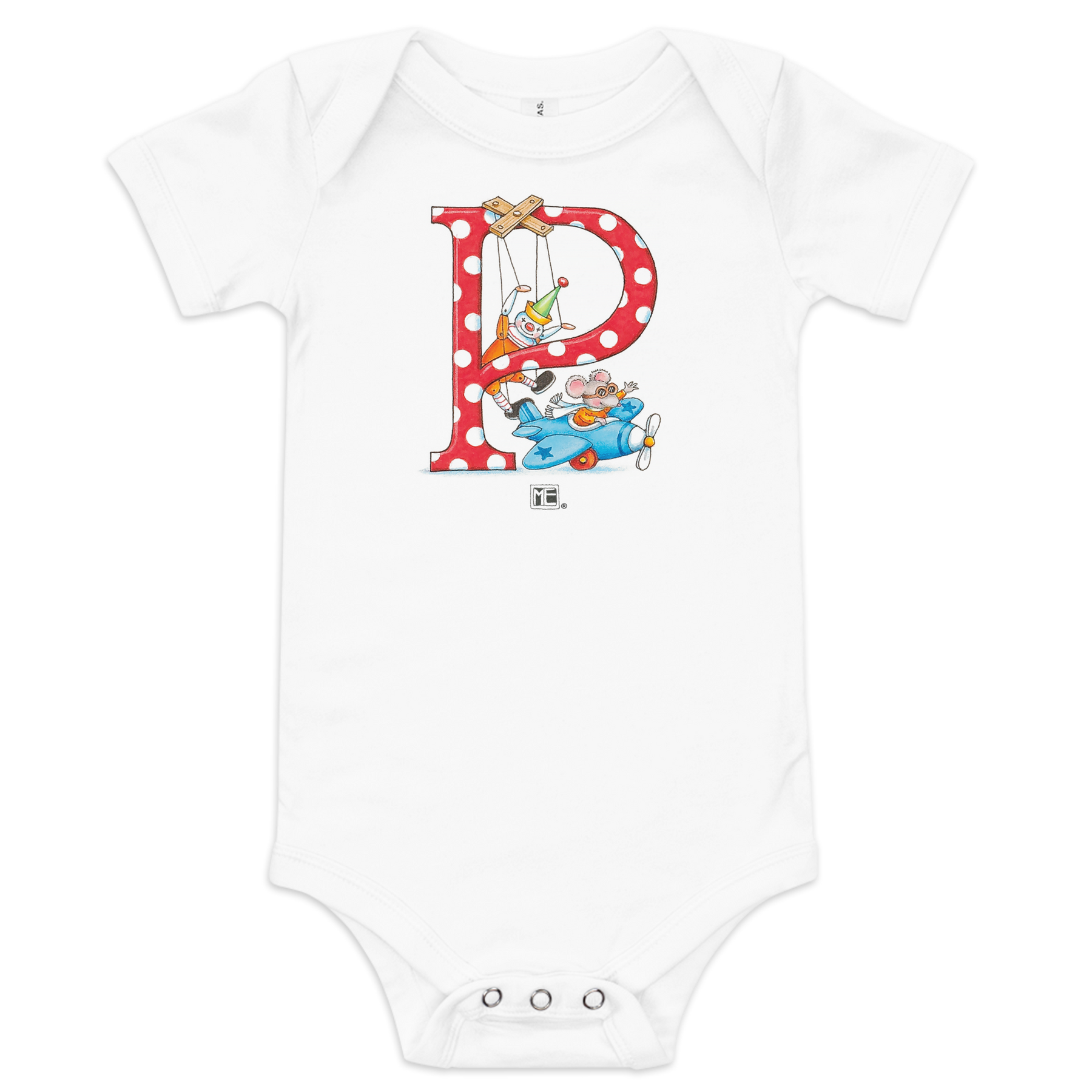 A Merry Little Christmas Letter P Infant Bodysuit