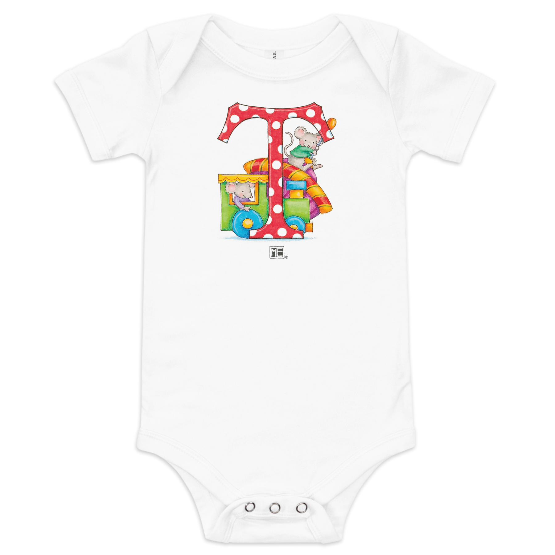 A Merry Little Christmas Letter T Infant Bodysuit