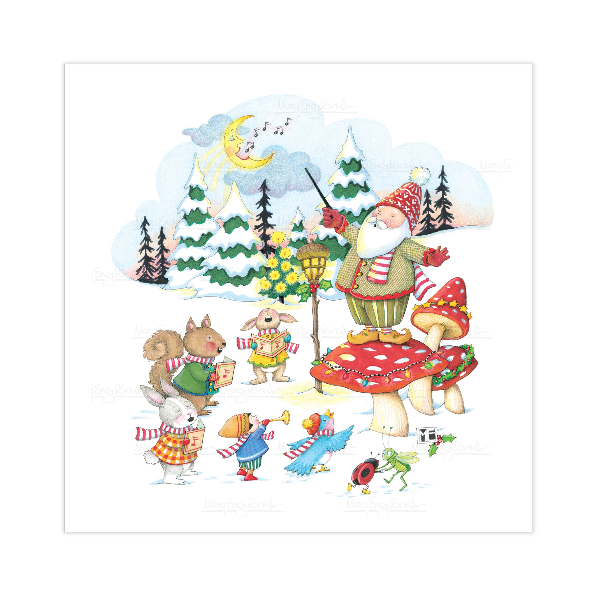 Caroling Critters Mini Print