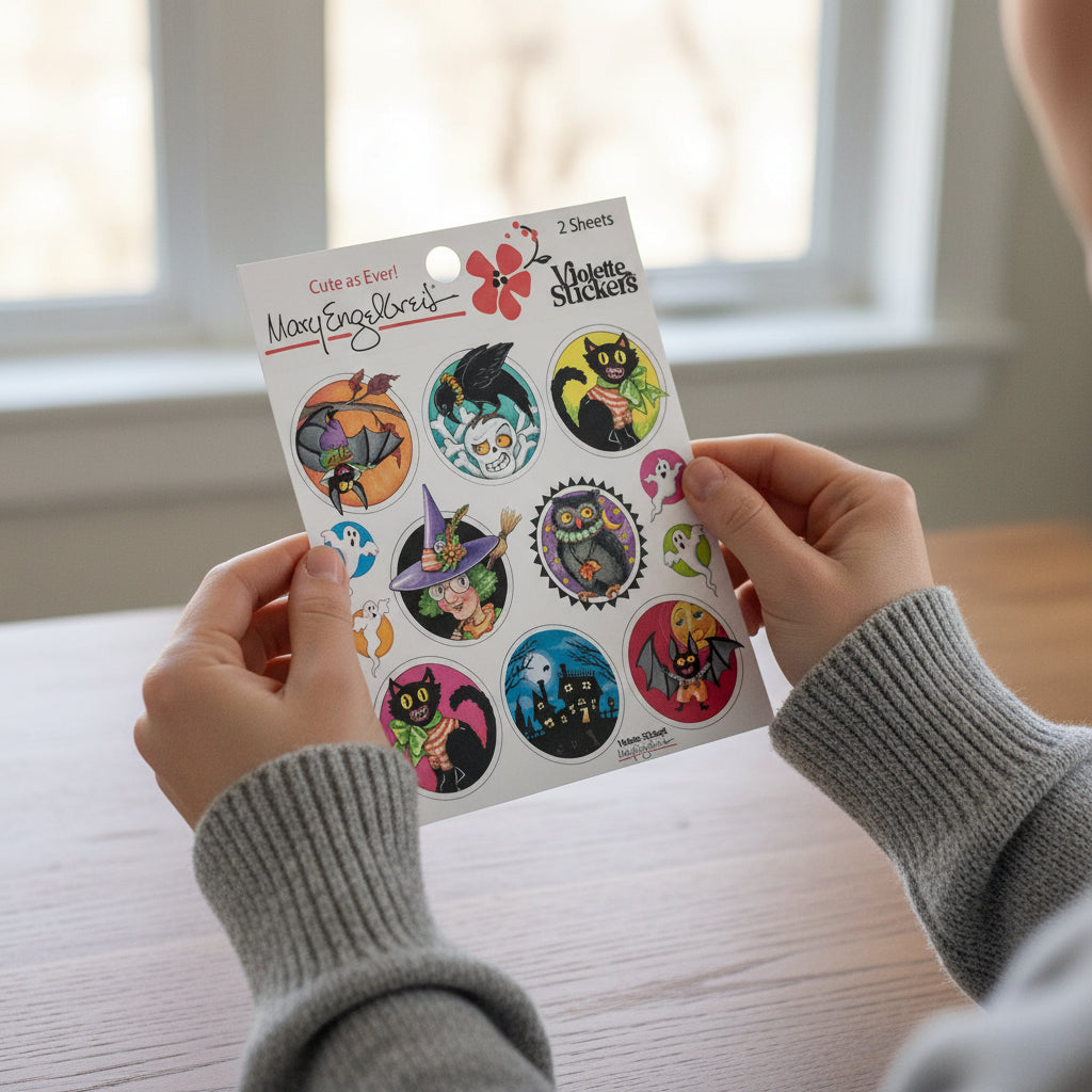 Mary's Halloween Caps Sticker Sheet