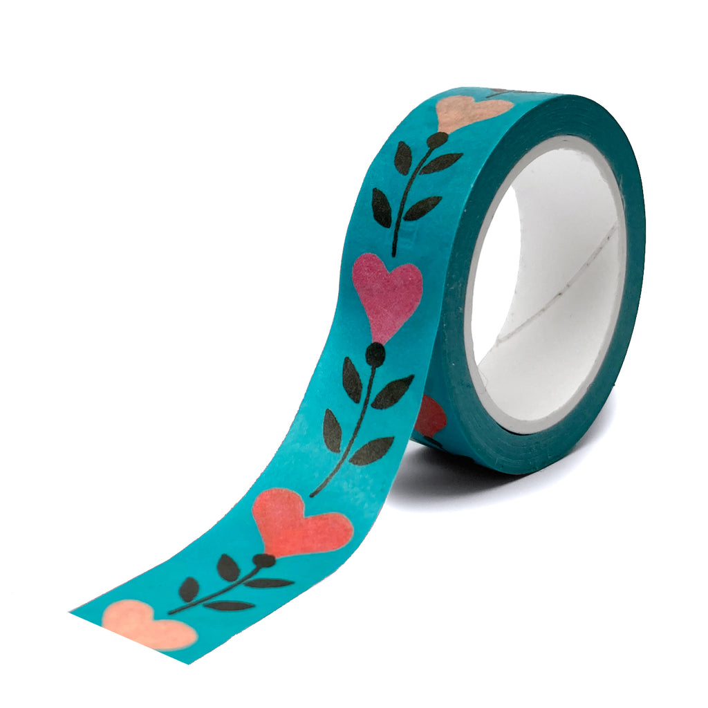 Blue & Foil Hearts Valentine Washi Tape