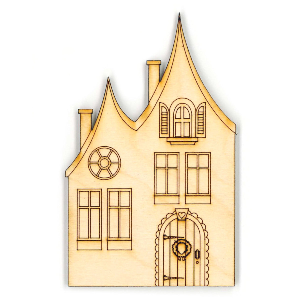 Double Roof Cottage Wooden Magnet
