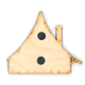 Slant Roof Cottage Wooden Magnet