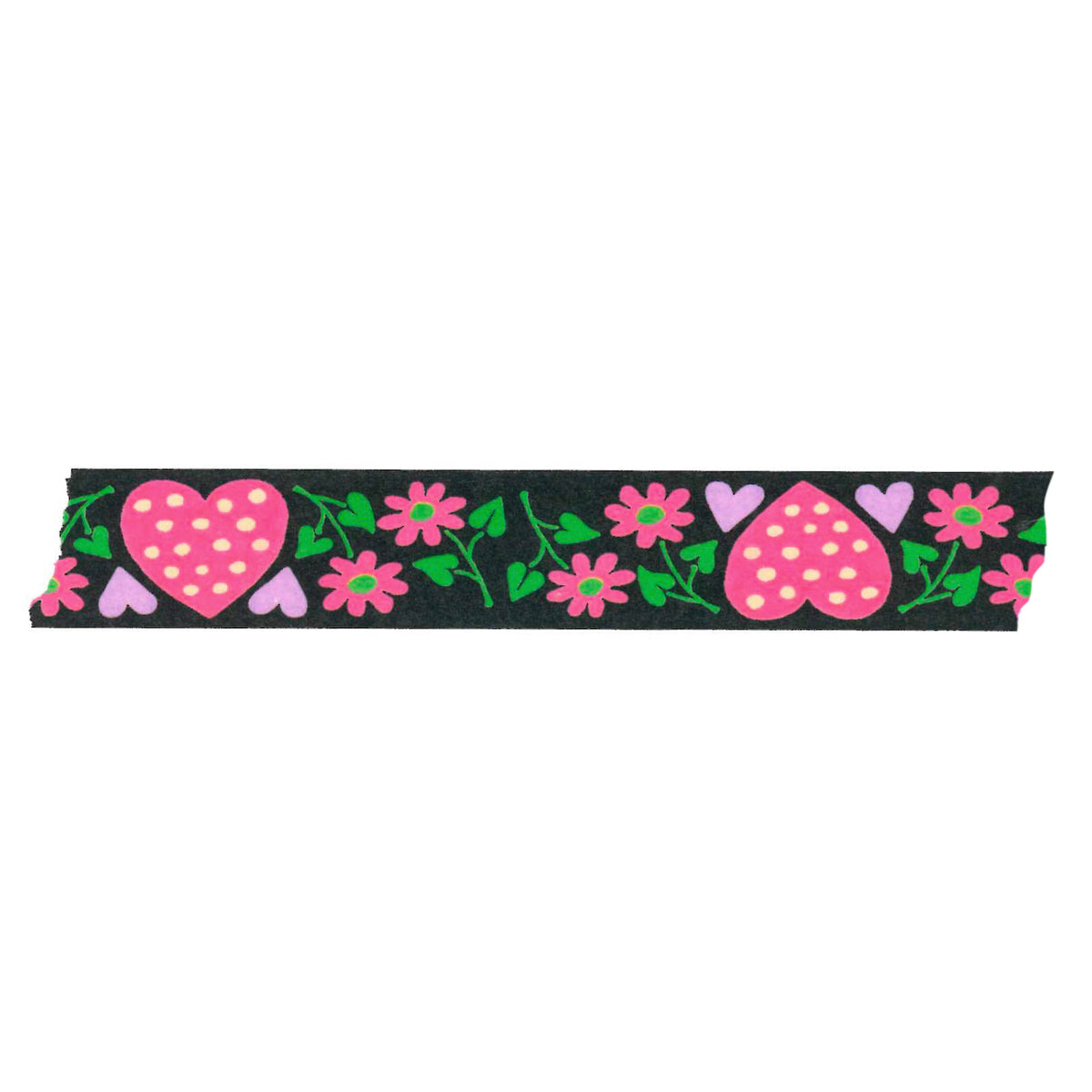 Daisy Hearts Black Washi Tape