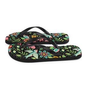 Birds Amidst Flowers Flip-Flops