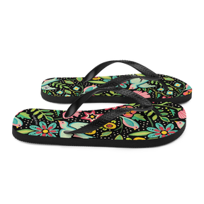 Birds Amidst Flowers Flip-Flops