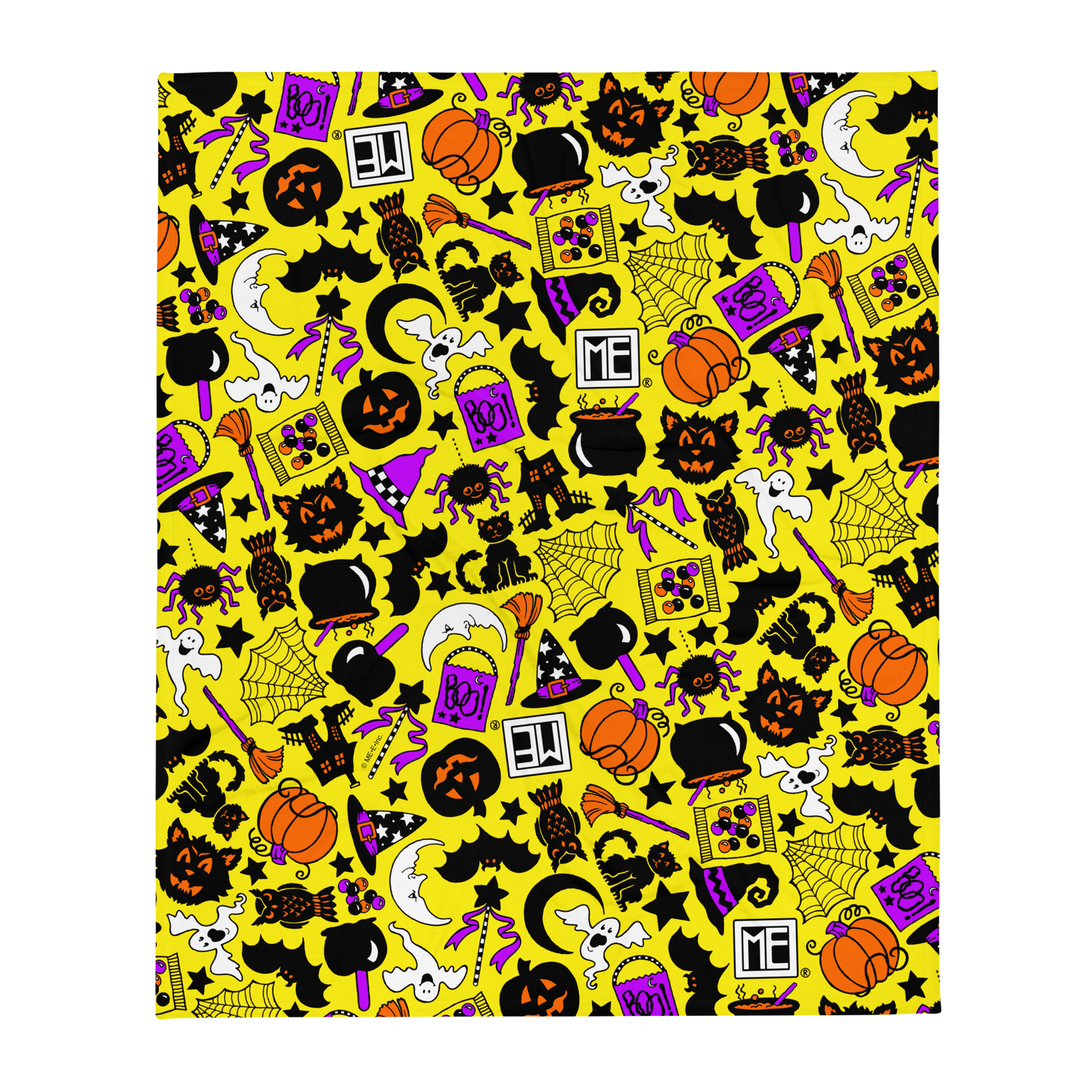 Yellow Halloween Icons Throw Blanket