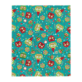 Turquoise Holiday Robots Throw Blanket