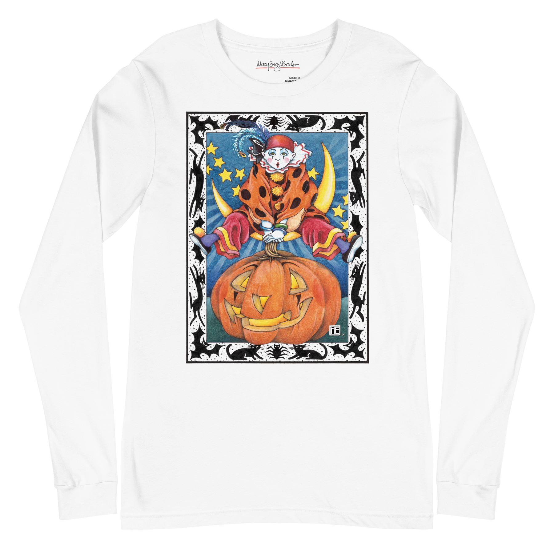 Clown Jumping Over Pumpkin Long Sleeve T-Shirt