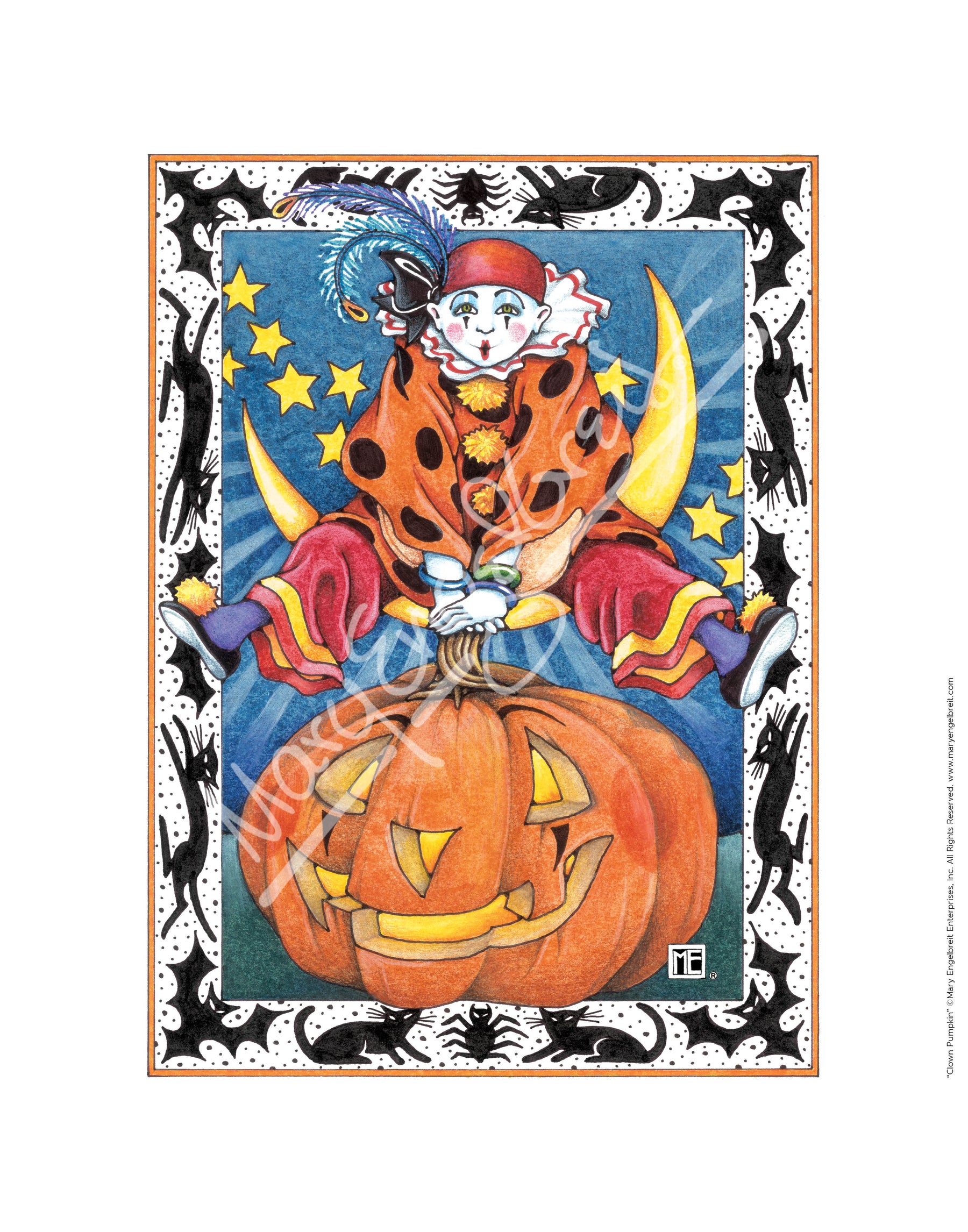 Clown Jumping Over Pumpkin Fine Art Print