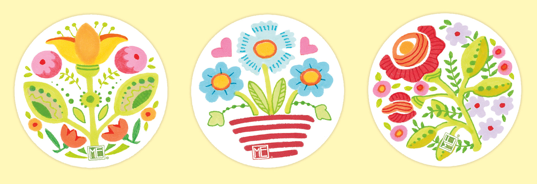 Summer Flowers Round Stickers