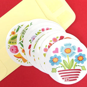 Summer Flowers Round Stickers