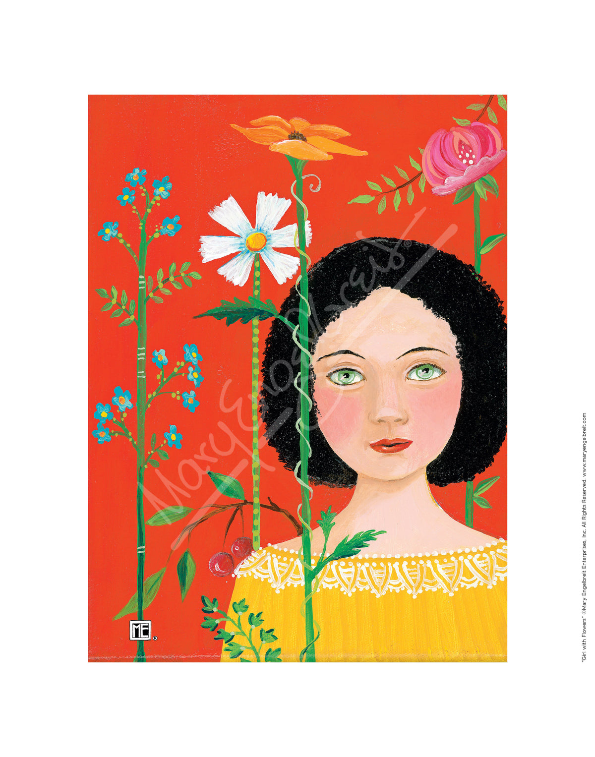 Girl With Flowers Fine Art Print