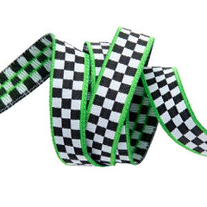 Checkered Green Trim Ribbon