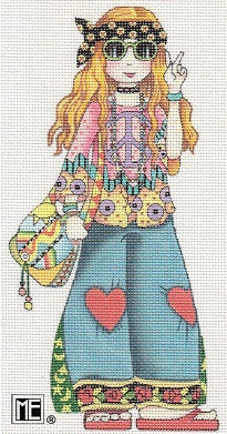 Needlepoint Canvas: Hippie Girl Head to Toe