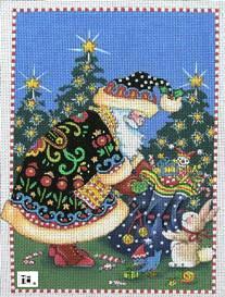 Needlepoint Canvas: Forest Santa w/ Background