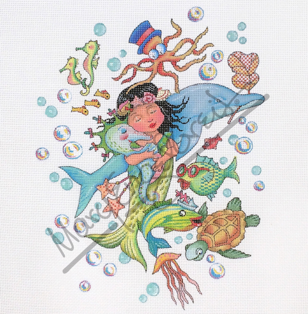 Needlepoint Canvas: Just Keep Swimming Mermaid