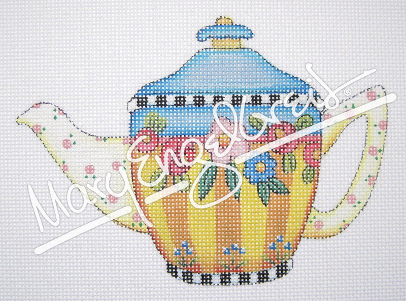 Needlepoint Canvas: Mary's Flowers Teapot