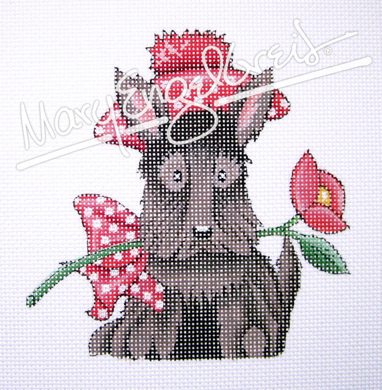 Needlepoint Canvas: Scottie with Rose