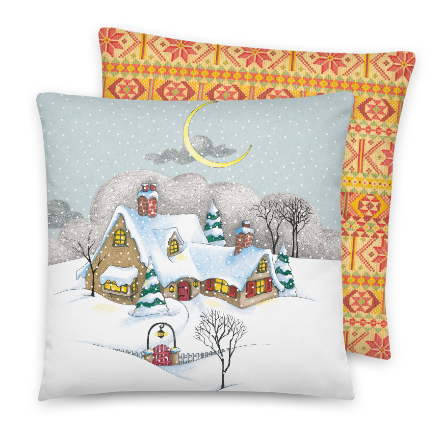Snowy Cottage Pillow